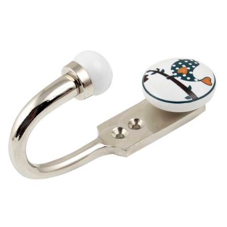 Slate Green Bird Ceramic Flat Hook